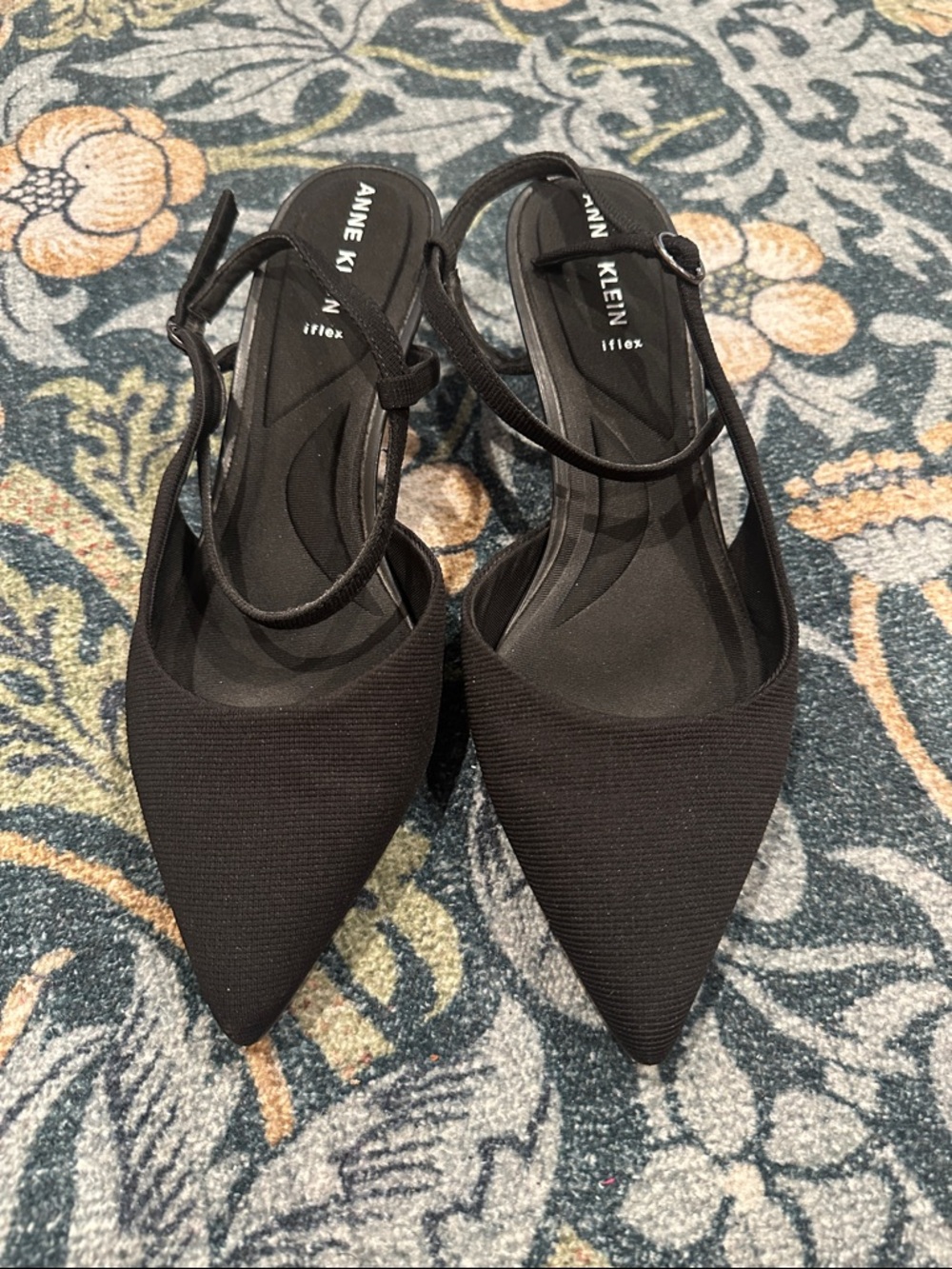 Anne Klein iflex Ivette Pump Black Pointed Toe Slingback Pumps 9W wide